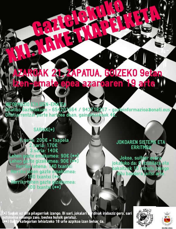 OÑATI xake txapelketa XXI kartela